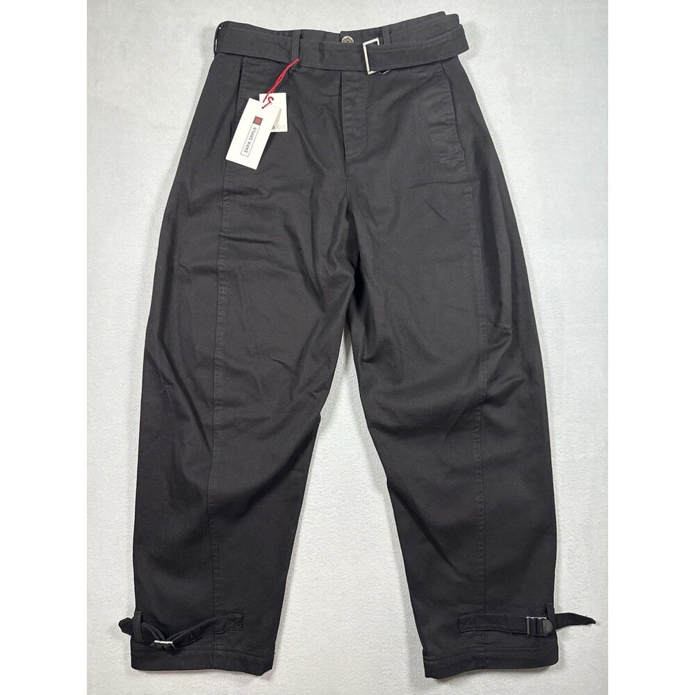 ZARA SRPLS Black Belted Utility Trousers Ankle Buckle NWT USA 30